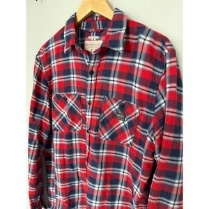 Denim Supply Ralph‎ Lauren Mens M Plaid Flannel Shirt Long Sleeve Button Up Red